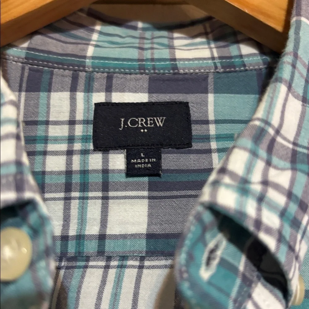 J. Crew Teal and Gray Plaid‎ Men's Shirt